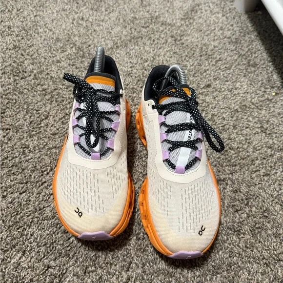 ON clouds Women's Athletic Shoes - White and Orange Accents - Picture 3 of 8